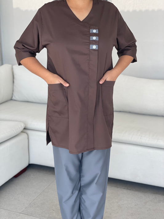 Brown - triple button