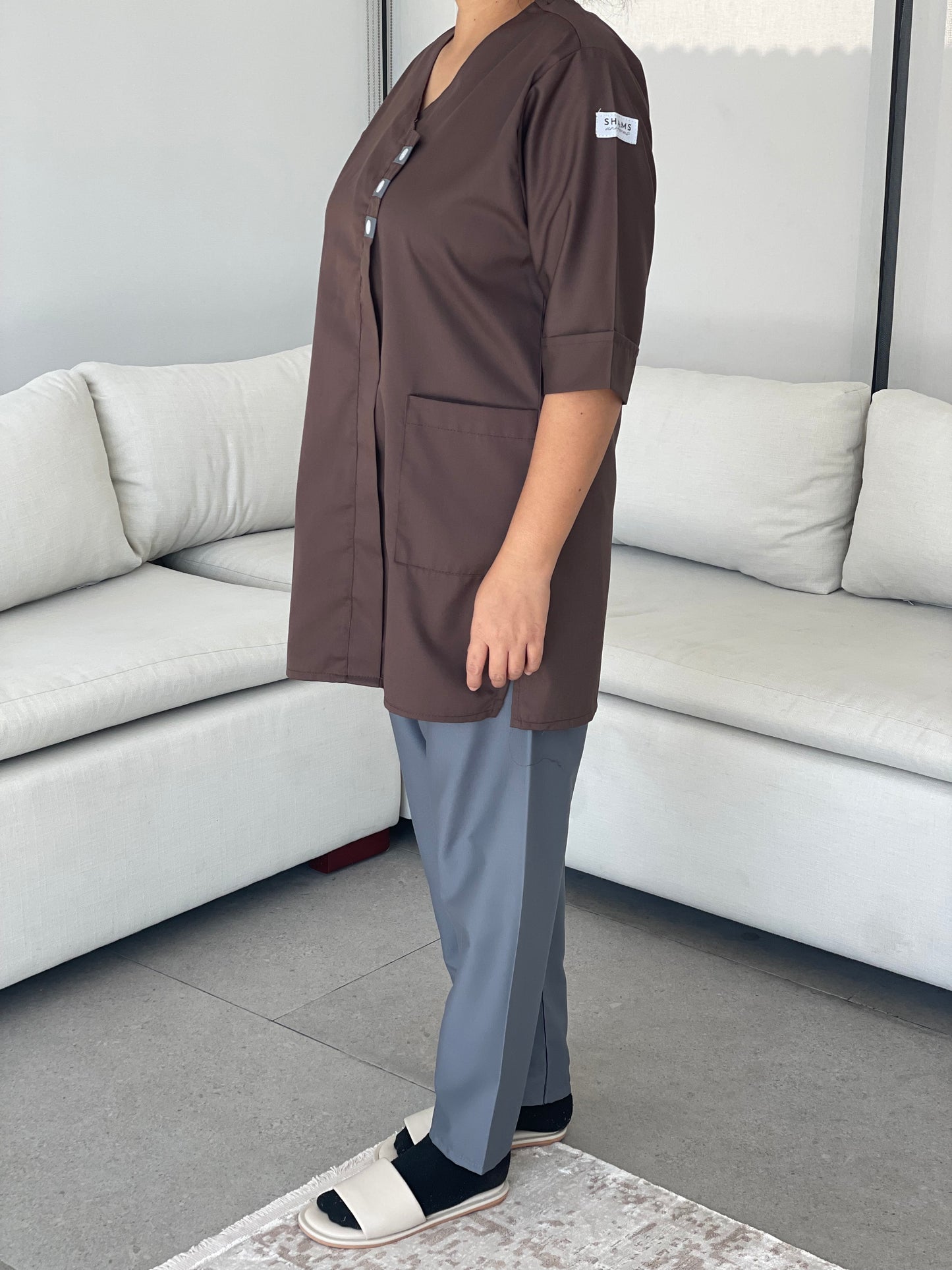 Brown - triple button