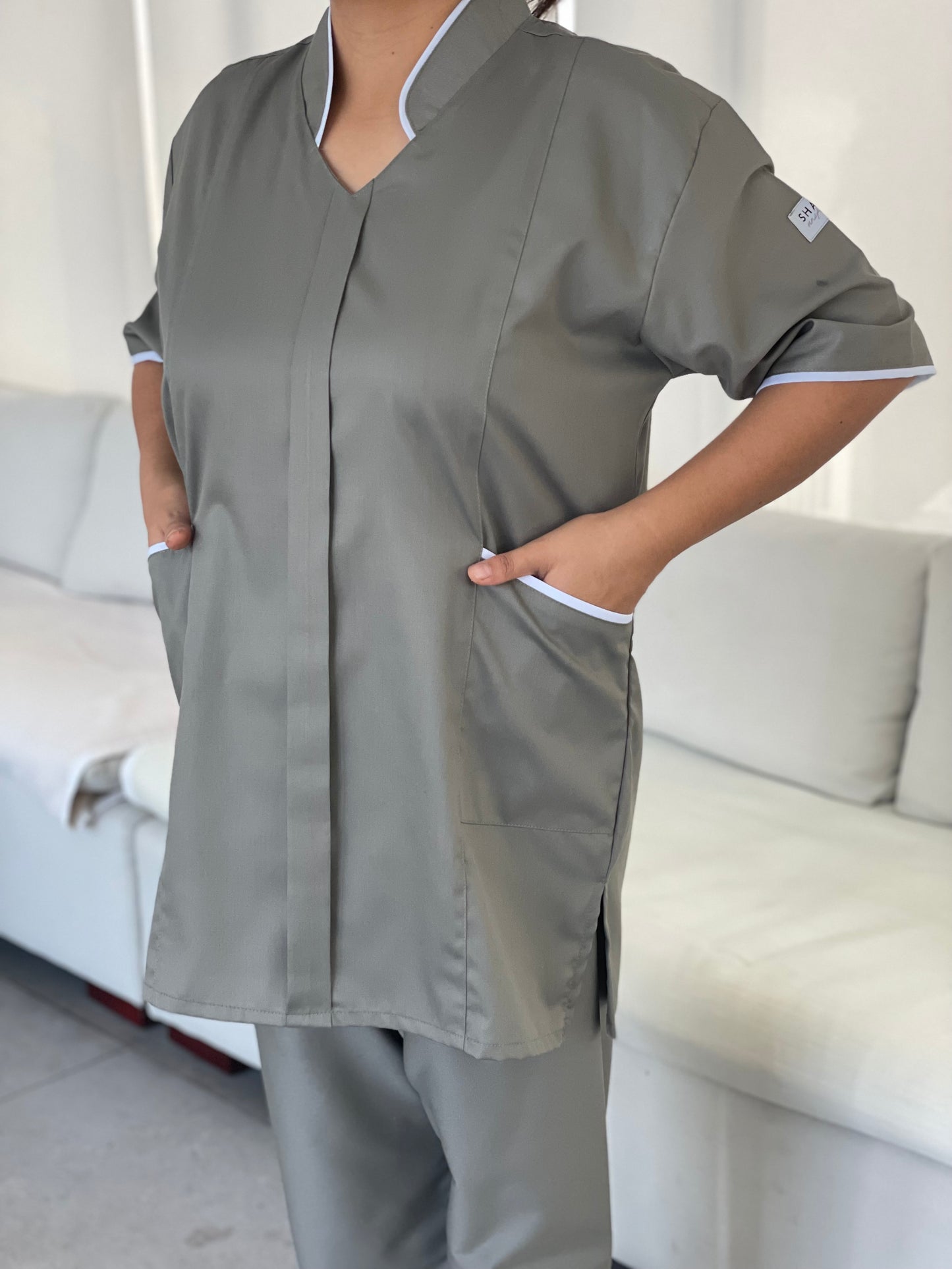 Thyme green Lined Collar