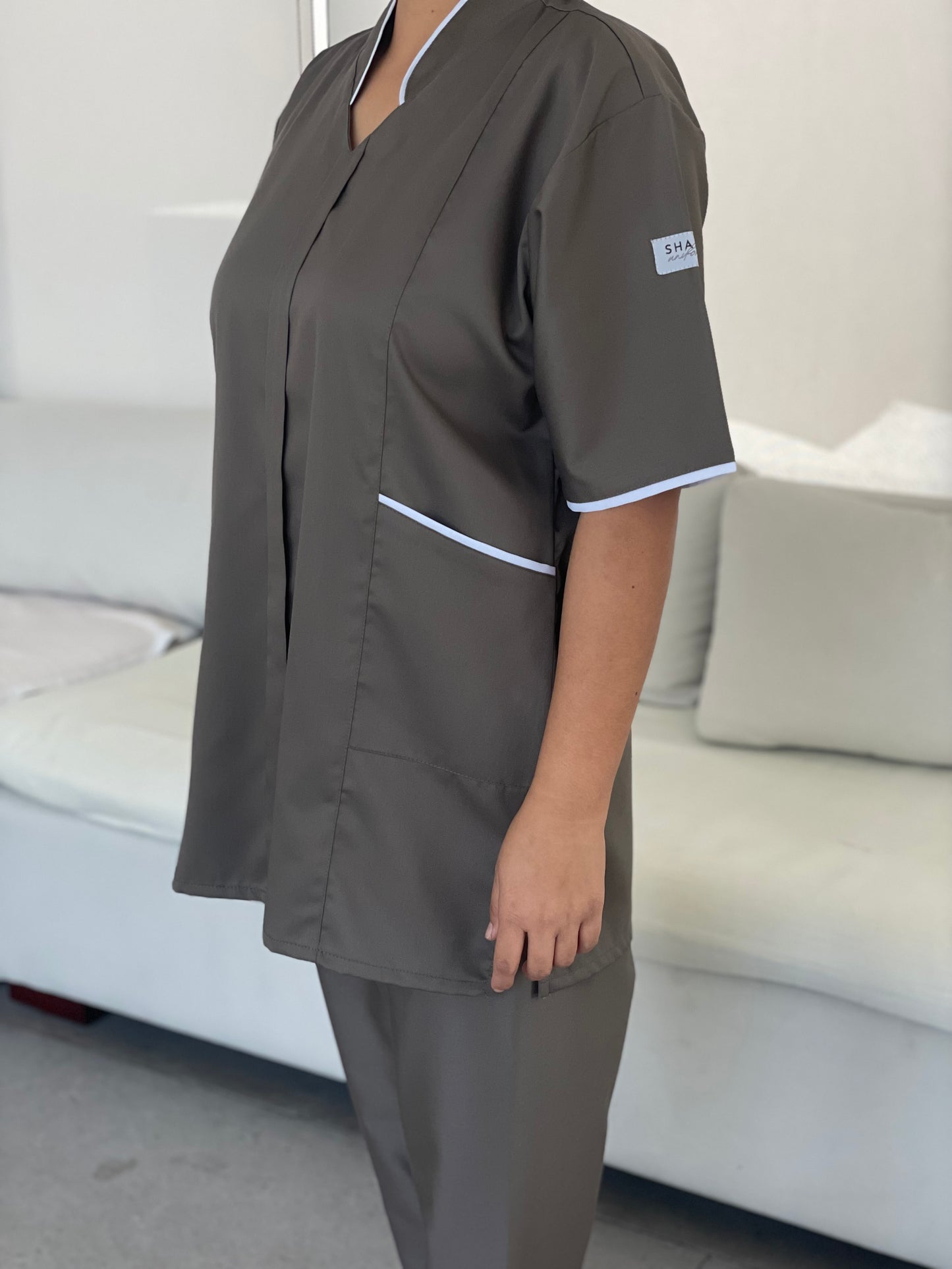 Dark khaki Lined Collar