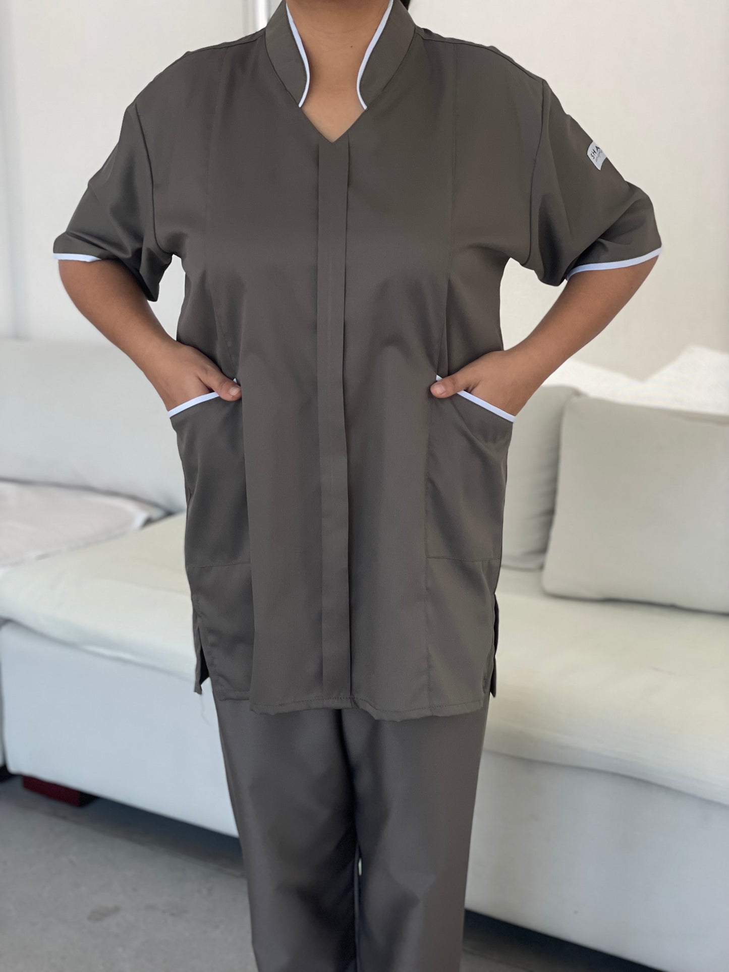 Dark khaki Lined Collar