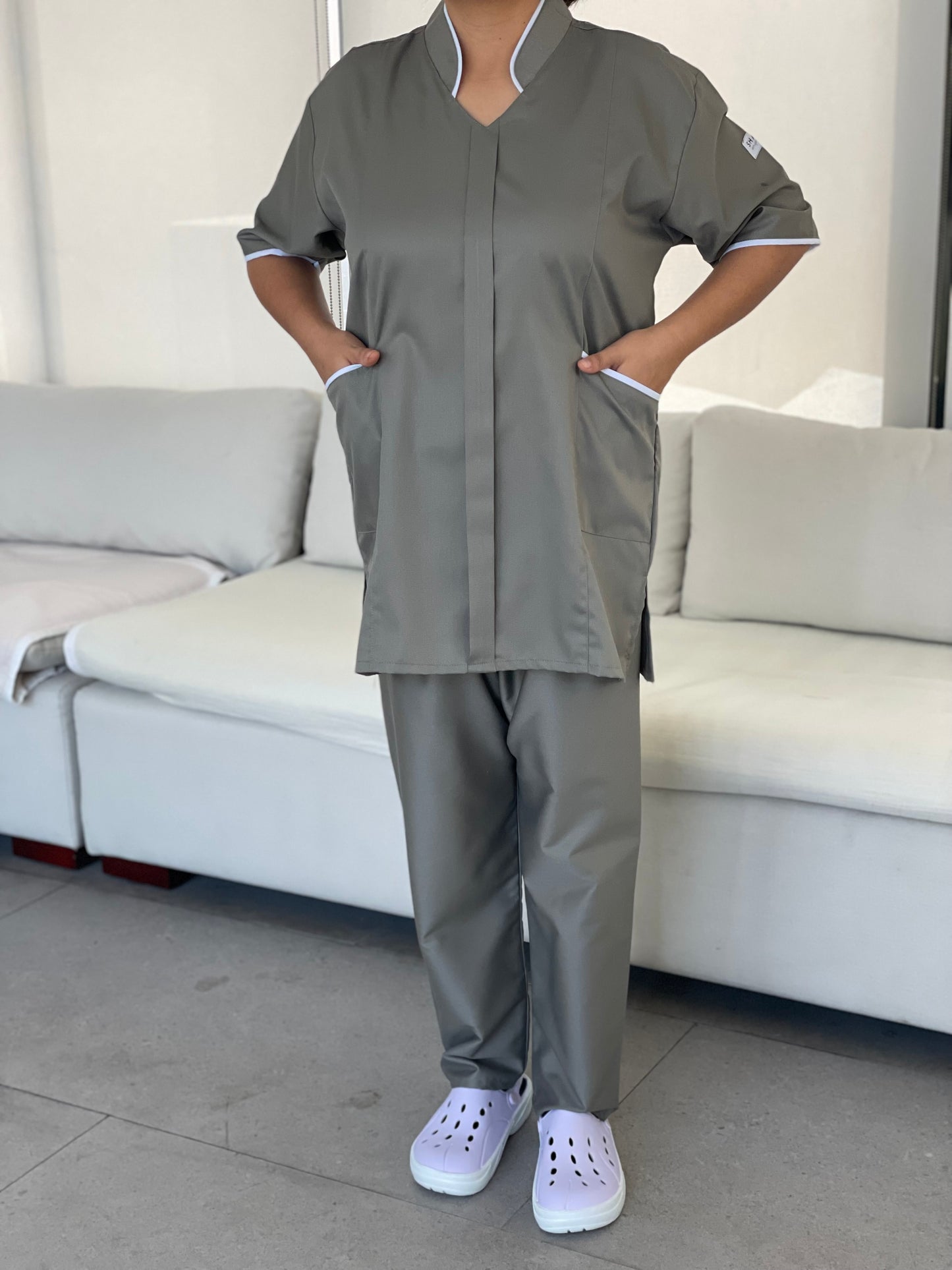 Thyme green Lined Collar