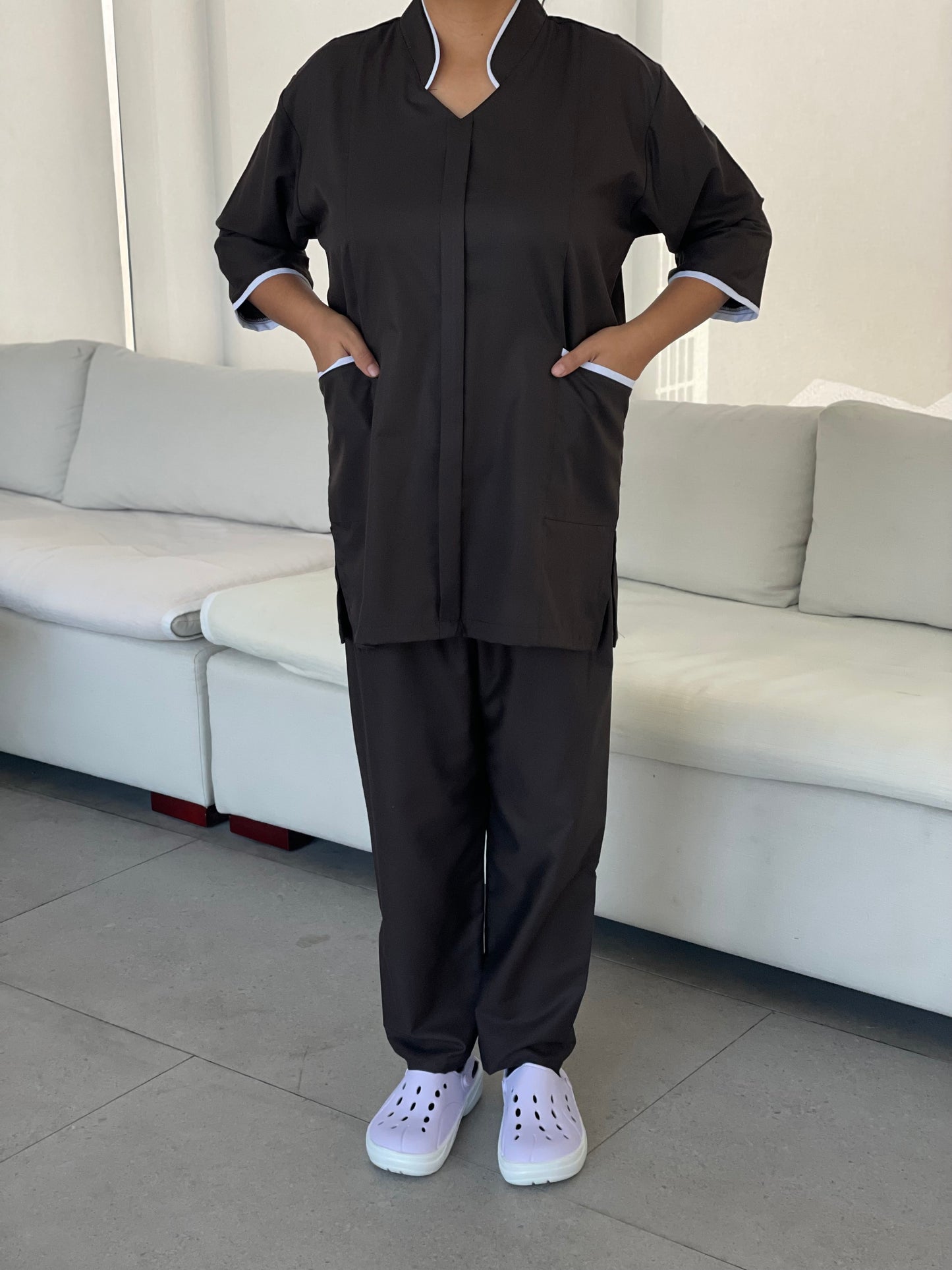 Taupe brown Lined Collar