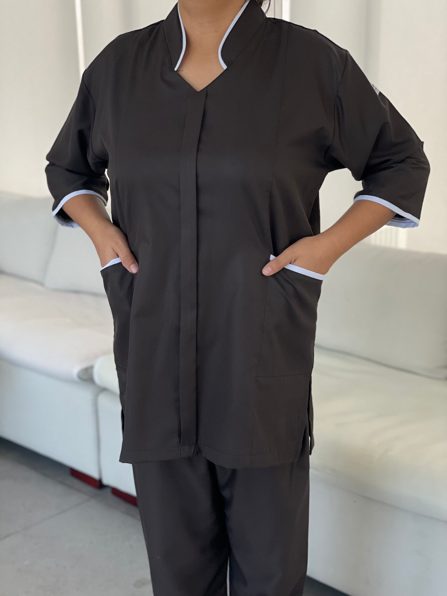 Taupe brown Lined Collar